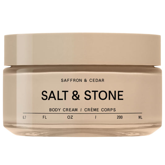Salt & Stone Body Cream | Hydrating Formula with Seaweed Extracts, Spirulina & Squalane | Deep Hydration, Skin Barrier Support & Healthy Glow | For all Skin Types | Saffron & Cedar 6.7 fl oz
